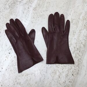 Genuine Leather Reddish-Brown Gloves